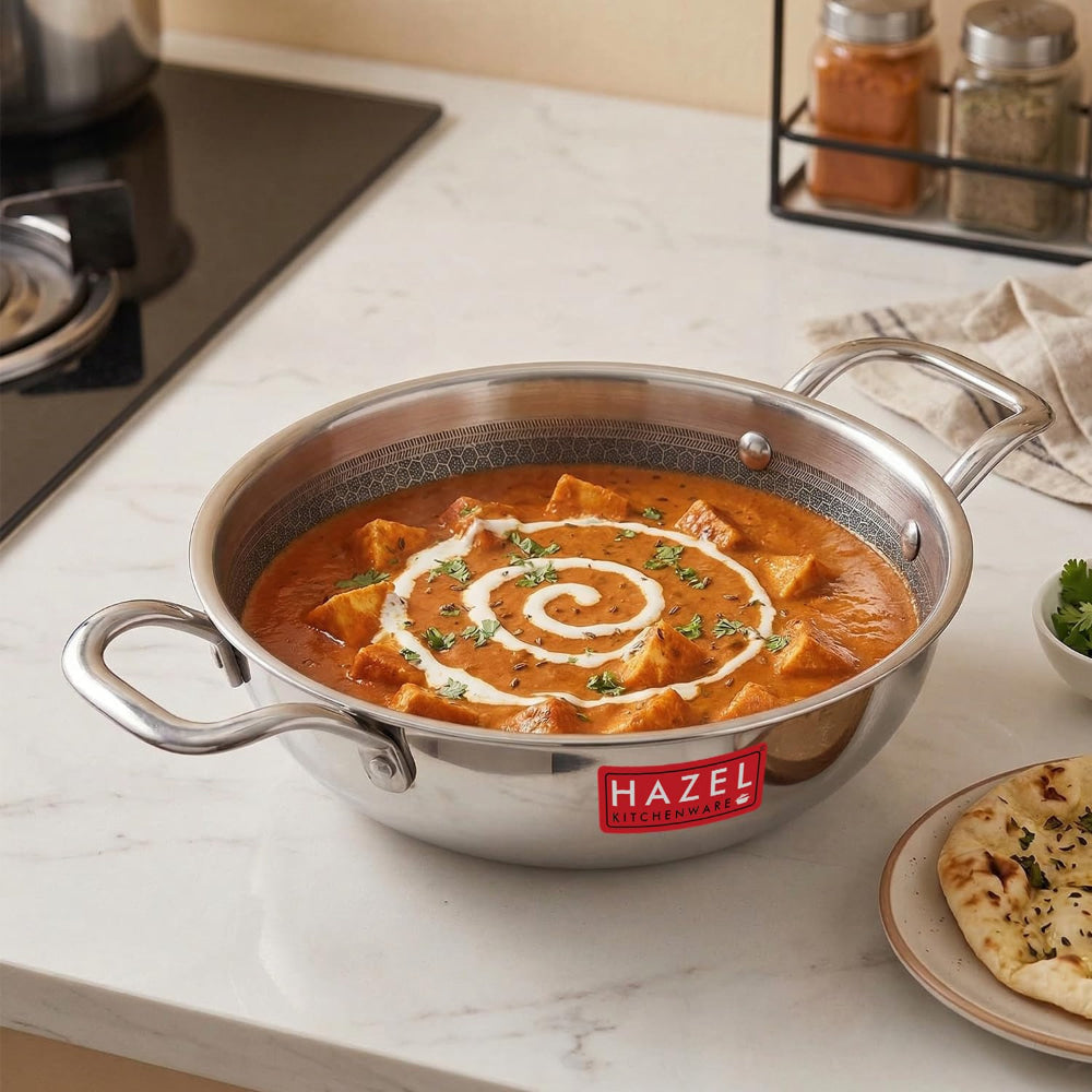 Hazel Triply Steel Honeycomb Non-Stick Kadhai - 24 Cm - 1 U