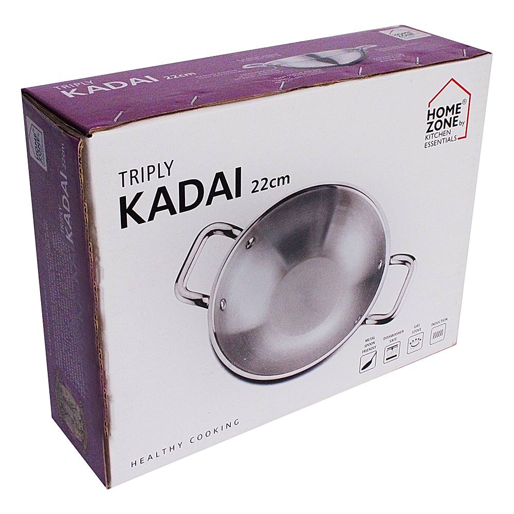Home Zone Triply Stainless Steel Kadai - 1 U