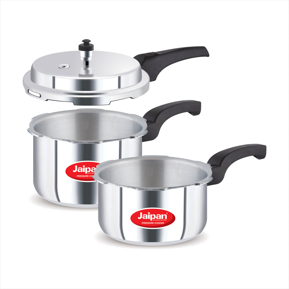 Jaipan Combo Star Aluminium Cooker With Outer Lid (2 L + 3 L) - 2 L & 3 L