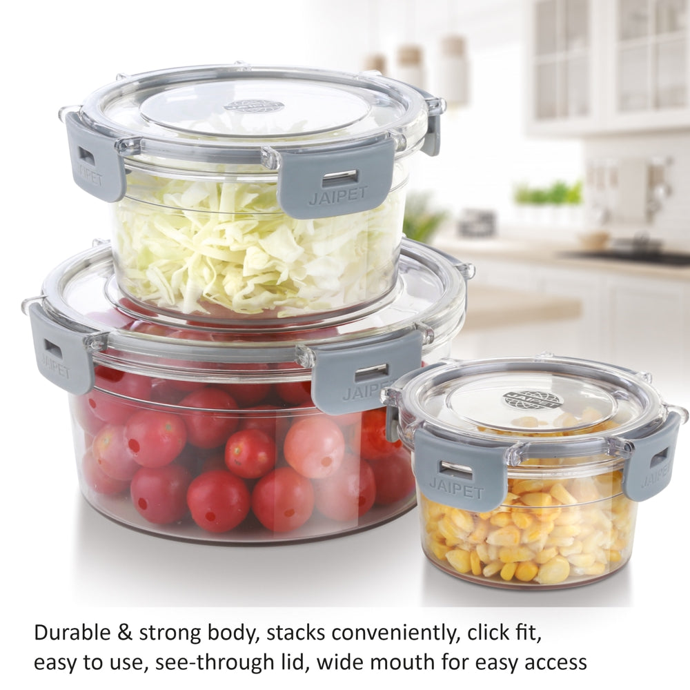 Jaipet Clip & Stack Storage Box (Grey) - Set Of 3 - 1 U