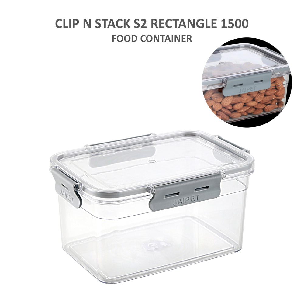 Jaipet S2 Clip & Stack Storage Box (Grey) - 1.5 L - 1 U