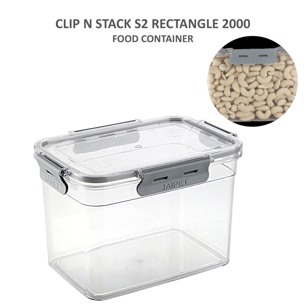 Jaipet S2 Clip & Stack Storage Box (Grey) - 2 L - 1 U
