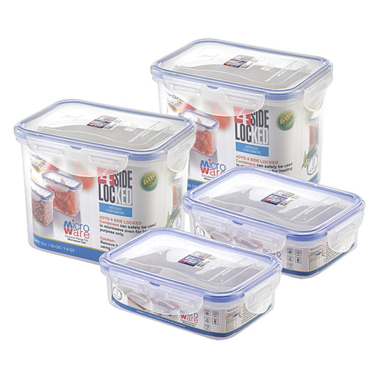 Joyo 4 Side Lock Plastic Rectangle Containers - Set Of 4 - 4 U