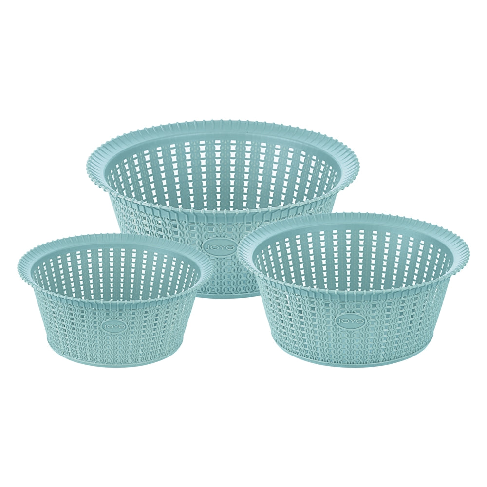 Joyo Knit Basket With Jali (Ice Cabbage) - Set Of 3 - 3 U