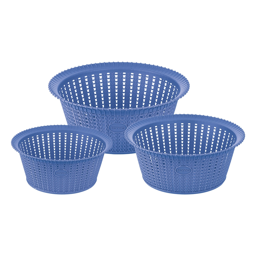 Joyo Knit Basket With Jali (Pleasant Blue) - Set Of 3 - 3 U