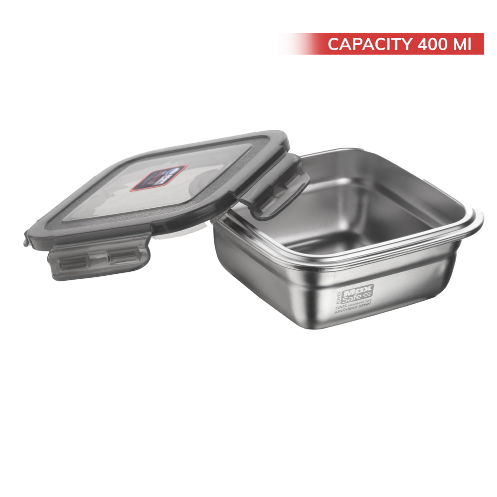Joyo MaxSafe Stainless Steel Square Food Container - 400 ml