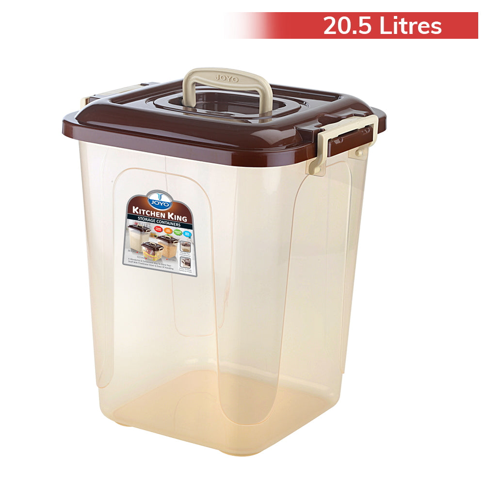 Joyo Plastic Kitchen King Storage Container (Brown) - 20.5 L - 1 U