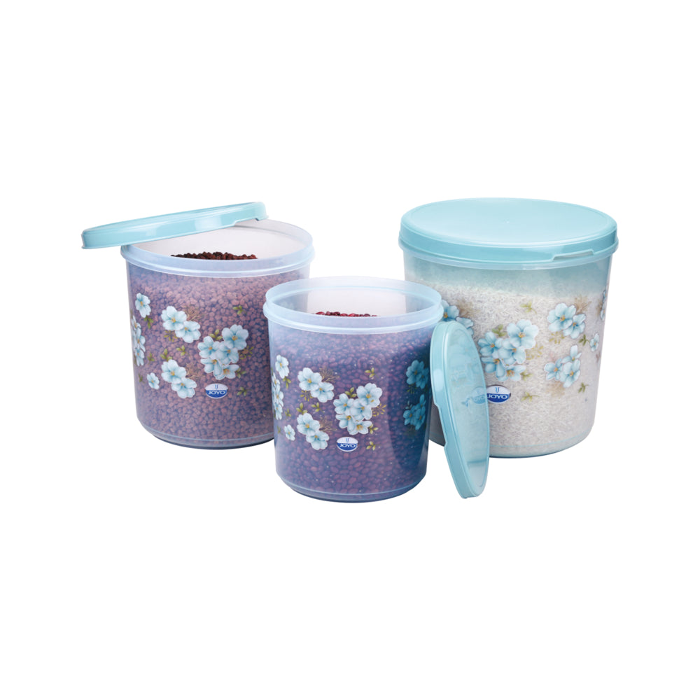 Joyo Storewell Round Plastic Container (Ice Cabbage) - Set Of 3 - 1 U