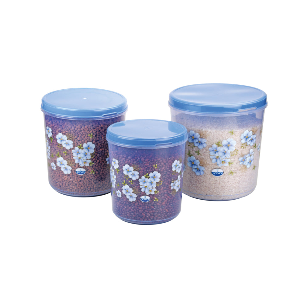 Joyo Storewell Round Plastic Container (Pleasant Blue) - Set Of 3 - 1 U
