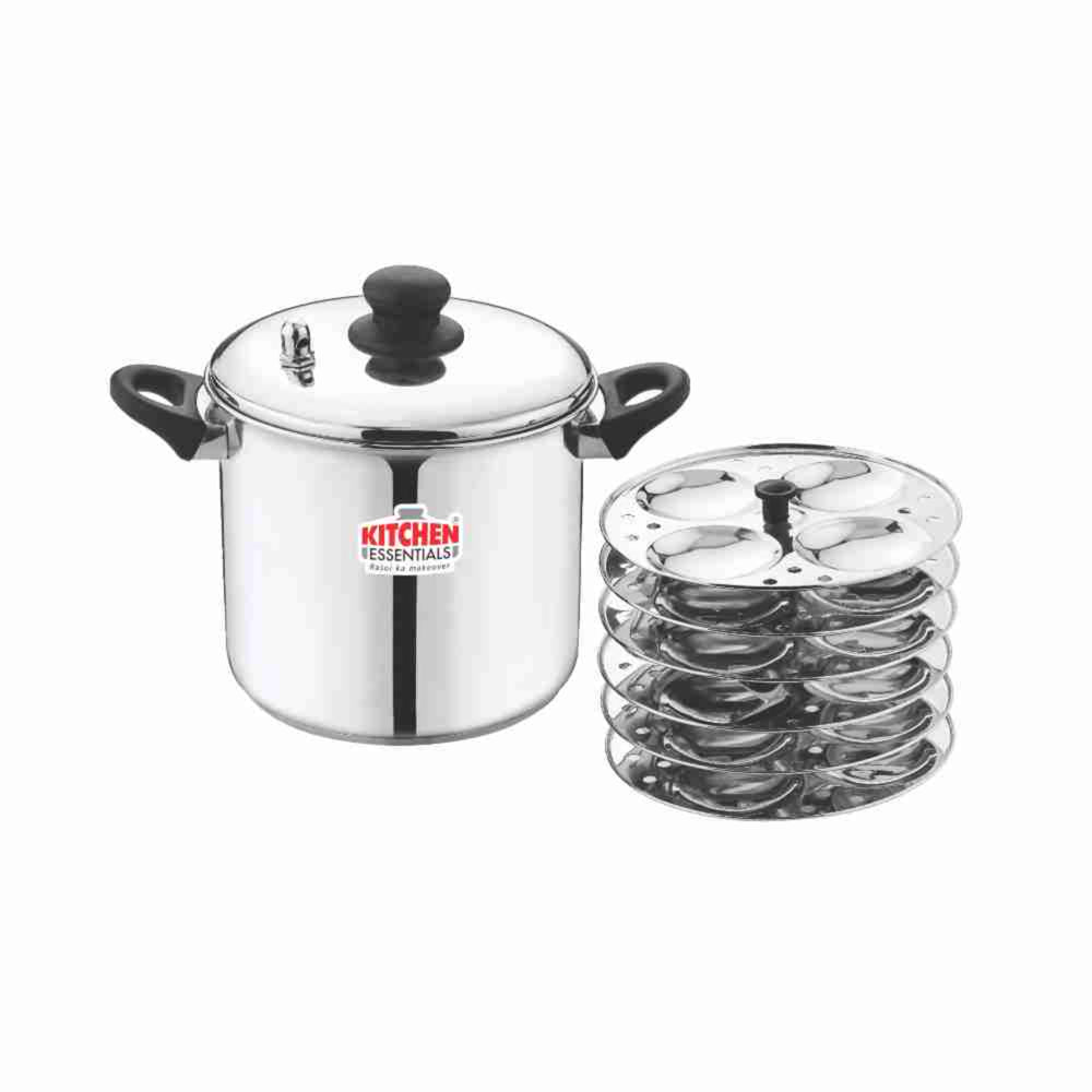 Kitchen Essentials Flat Bottom Idli Cooker With 6 Idli Plates - 1 U