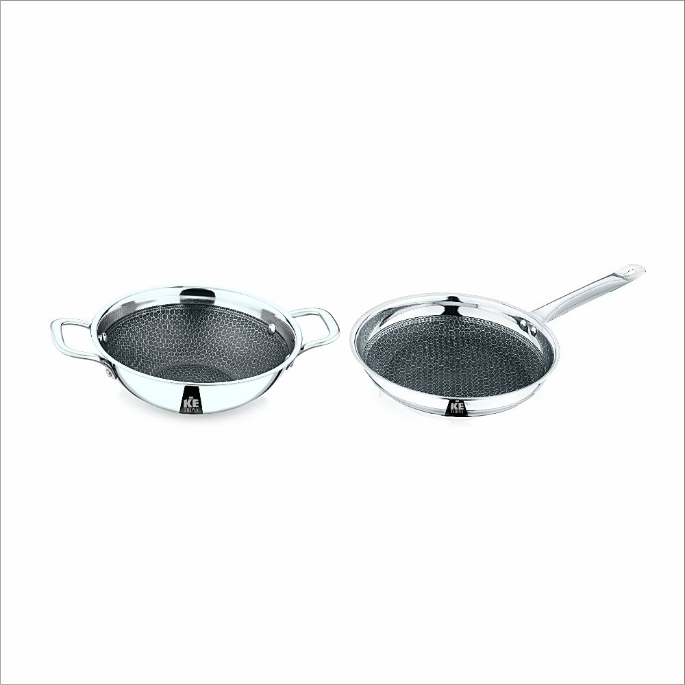 Kitchen Essentials Stainless Steel Triply Cookware - Set of 2 - 1 U