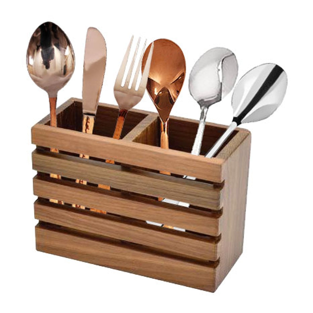 Kvg Teak Wood Double Spoon Stand - 1 U