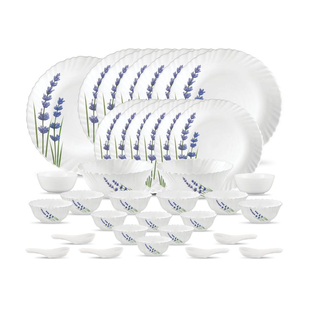 La Opala English Lavender Dinner Set (White) - 35 Pieces - 1 U