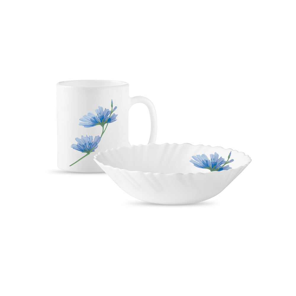 La Opala Floral Mist Breakfast Mug & Bowl Set (White) - 2 Piece - 1 Unit