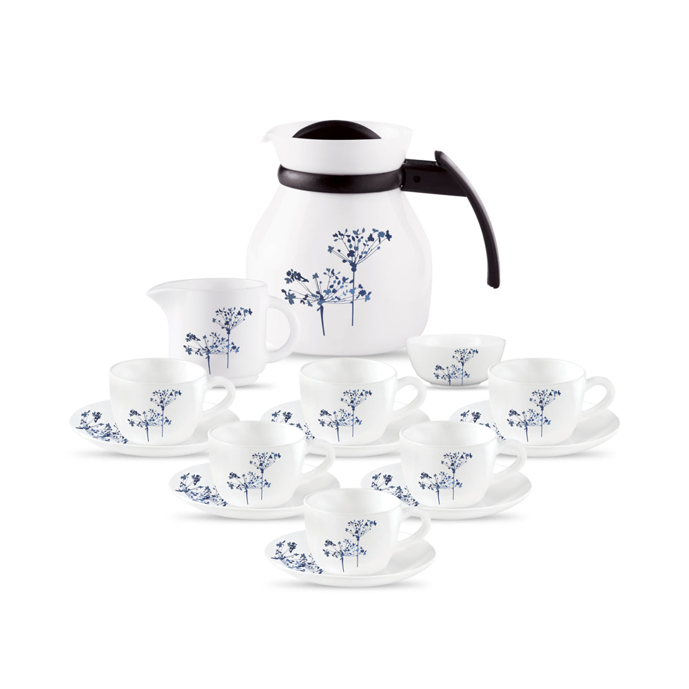 La Opala Novo Aqua Spray Tea Set (White) - 15 Piece - 1 Unit