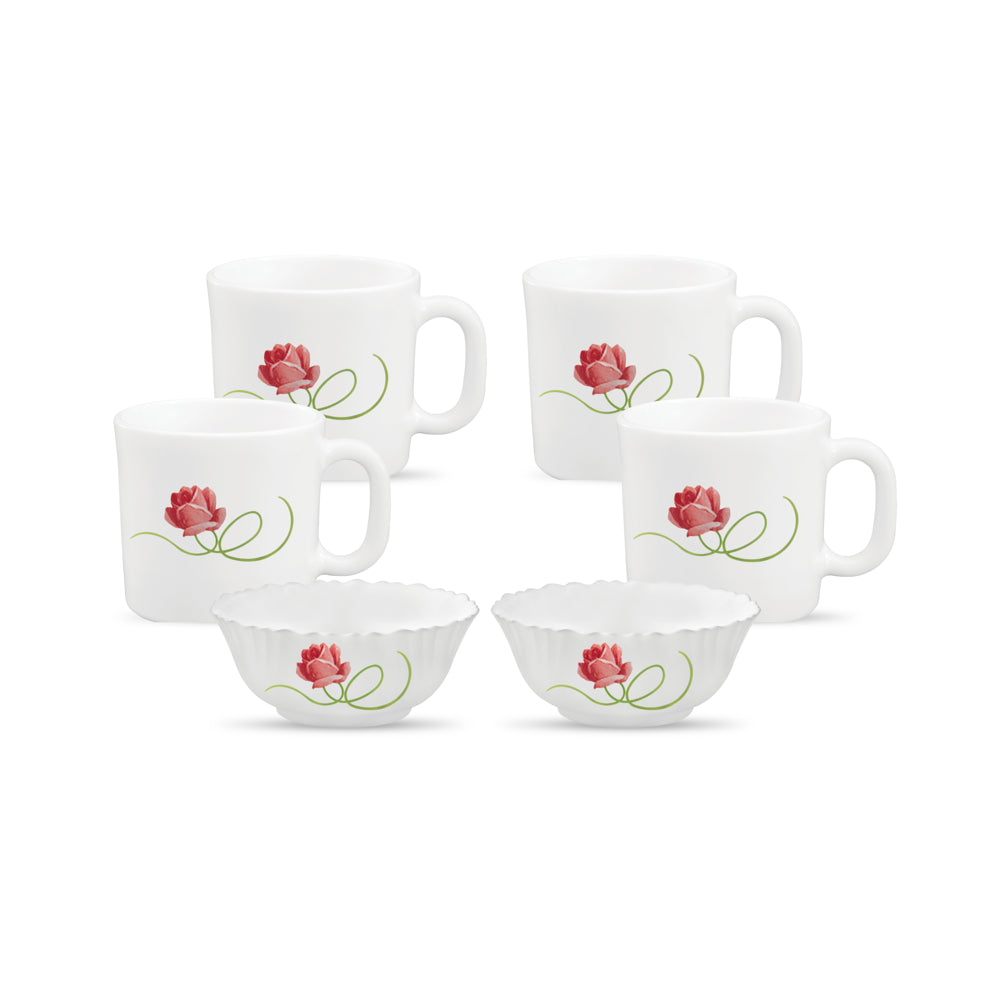 La Opala Novo Dainty Swirls Coffee Mugs & Bowl Set - 6 Piece - 1 Unit