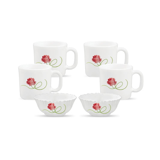 La Opala Novo Dainty Swirls Coffee Mugs & Bowl Set - 6 Piece - 1 Unit