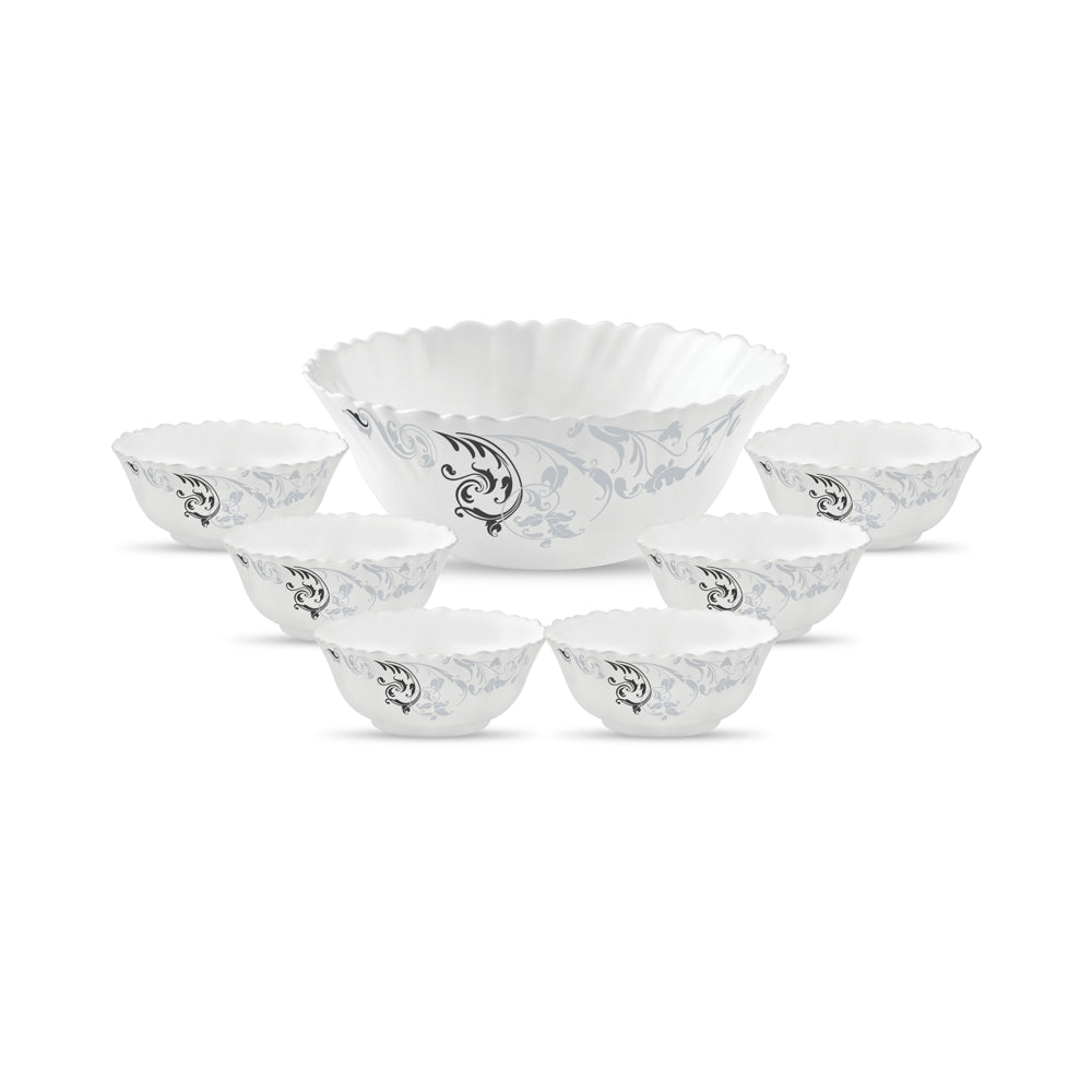La Opala Novo Magical Waves Pudding Bowls (White) - Set Of 7 - 1 Unit