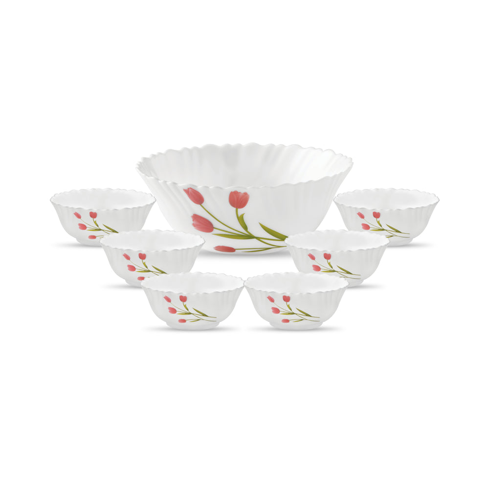 La Opala Novo Radiant Curves Pudding Bowls (White) - Set Of 7 - 1 Unit