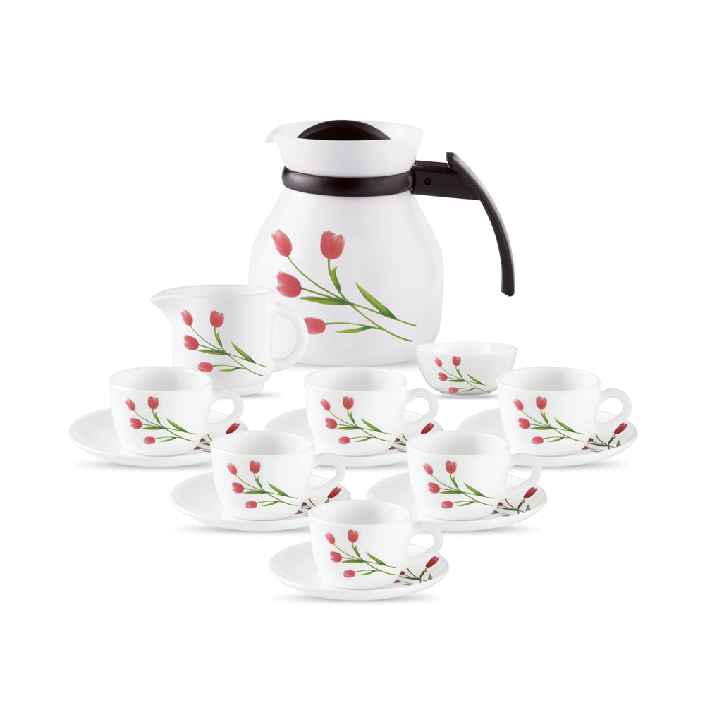 La Opala Novo Radiant Curves Tea Set (White) - 15 Piece - 1 Unit