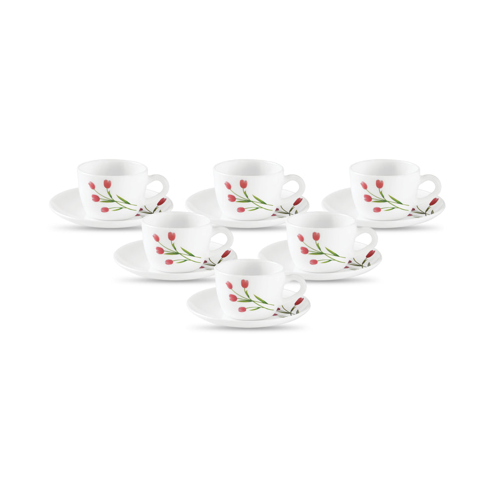 La Opala Princess Radiant Curves Cup & Saucer (150 ml) - Set Of 12 - 1 Unit