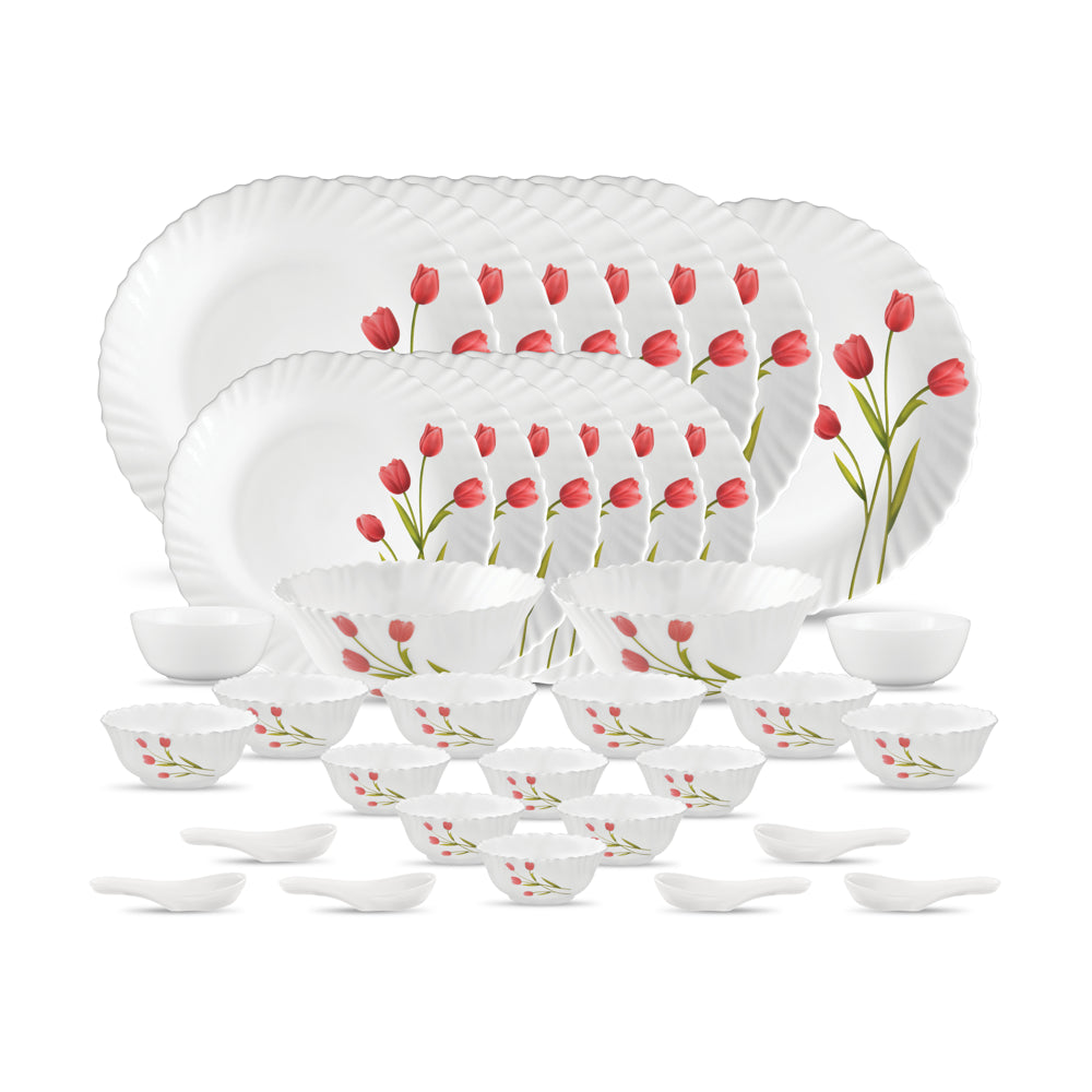 La Opala Radiant Curves Dinner Set (White) - 35 Pieces - 1 U