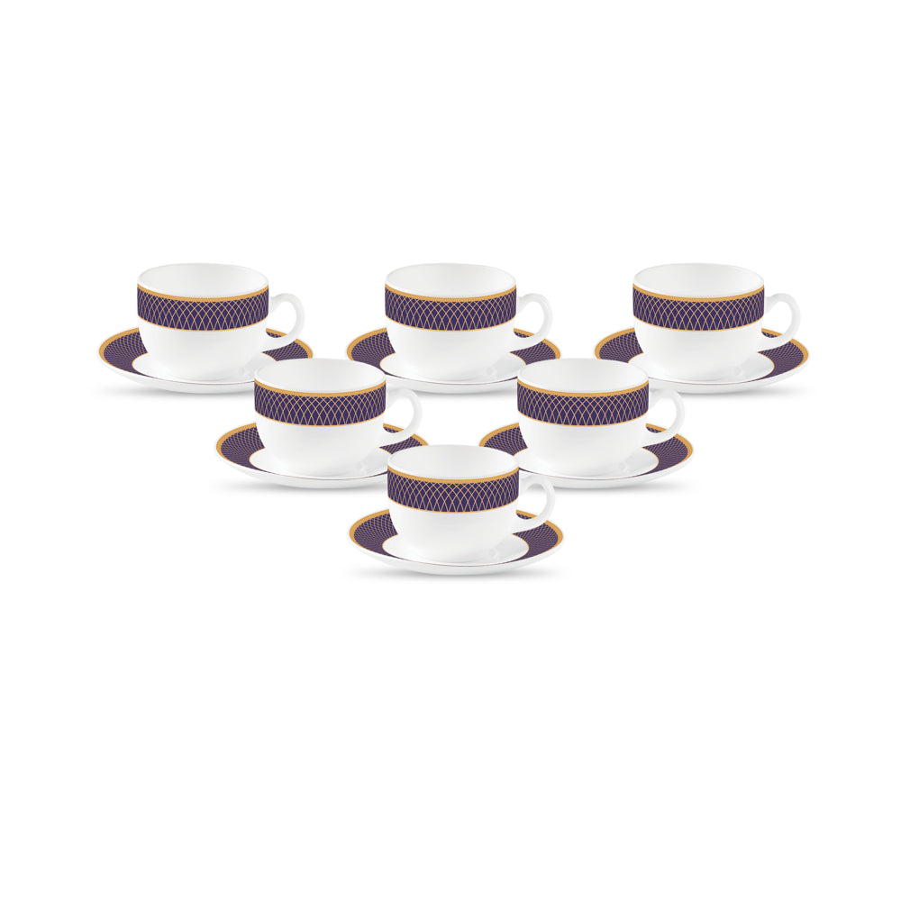 La Opala Sovrana Regent Blue Cup & Saucer (160 ml) - Set Of 12 - 1 Unit