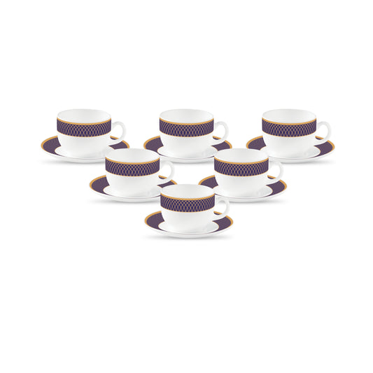 La Opala Sovrana Regent Blue Cup & Saucer (160 ml) - Set Of 12 - 1 Unit