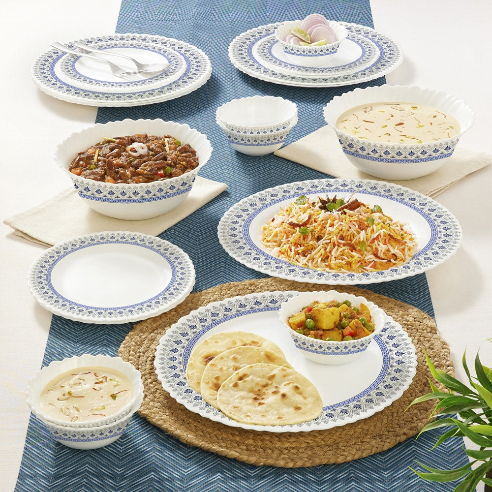 Larah By Borosil Dinner Set Ocean (21 Pieces) - 1 U