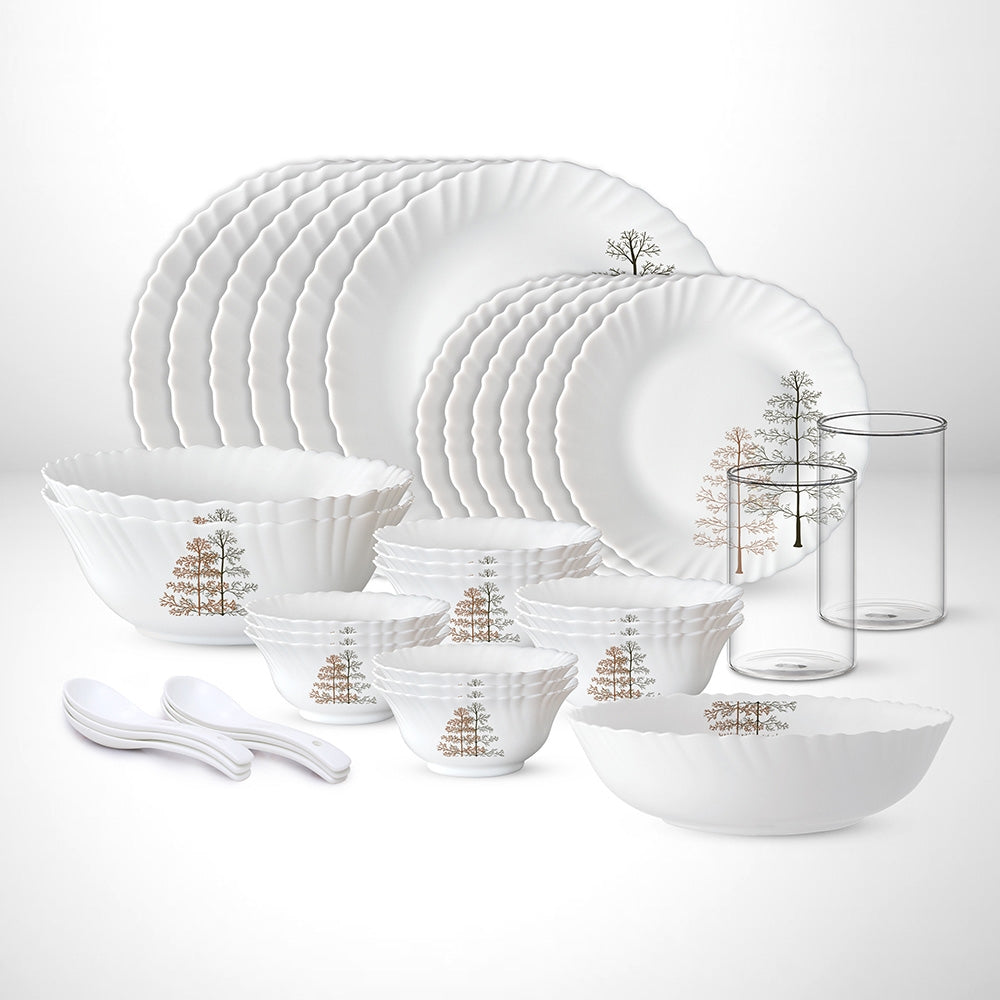 Larah By Borosil Dinner Set Pine (35 Pieces) - 1 U