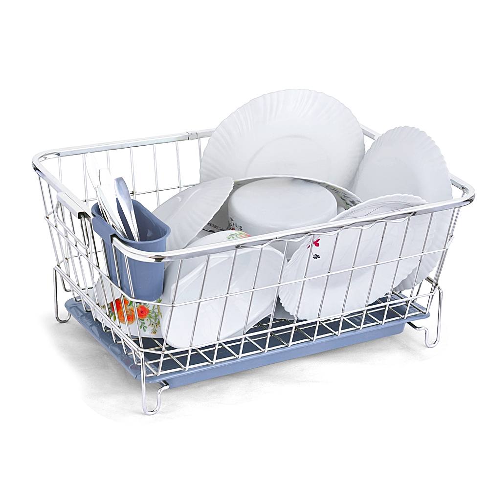 Limetro Stainless Steel Dish Drainer With Spoon Holder & Tray - 1 Unit