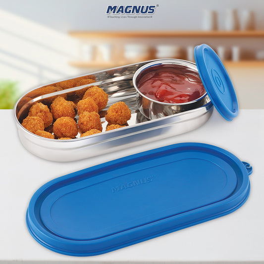 Magnus Easy Lock Stainless Steel Prime Oval & Chocolate Container - Blue - 1 U