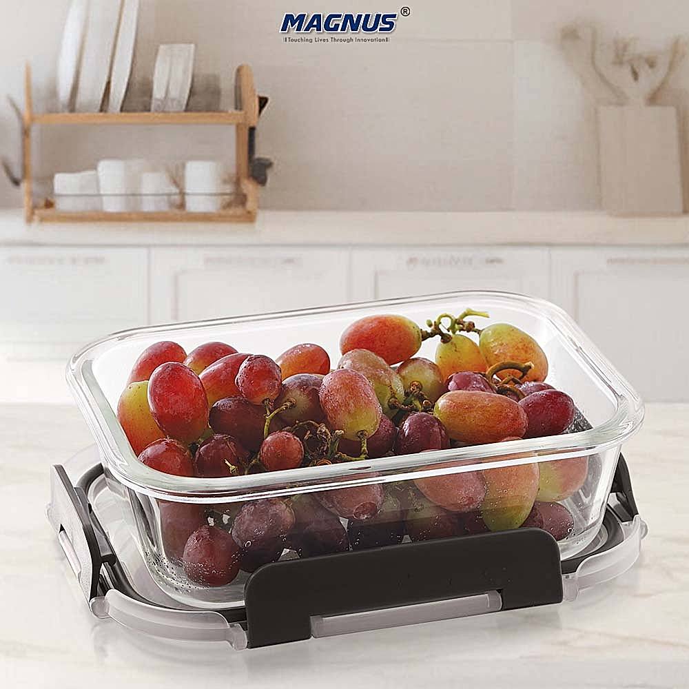 Magnus Glock Rectangle Glass Container (Grey) 640 ml - 1 U