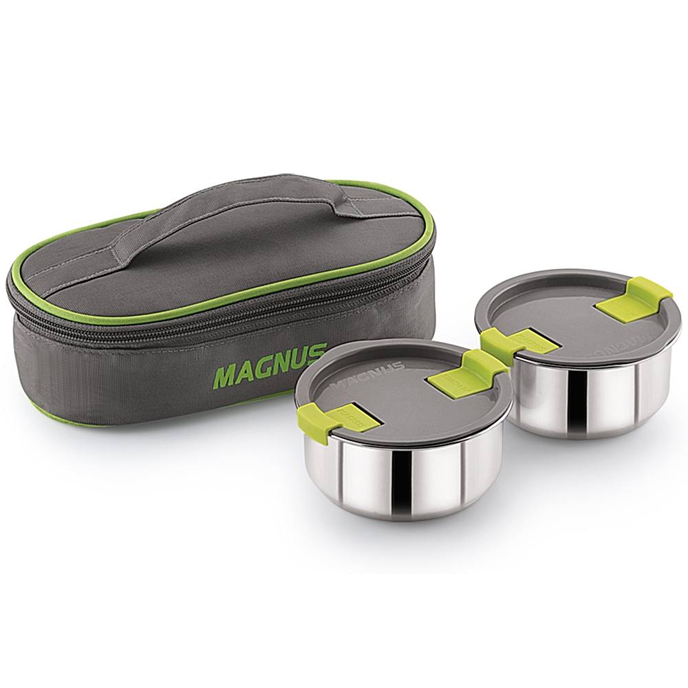 Magnus Olive 2 Stainless Steel Lunch Box - Green - 2 U