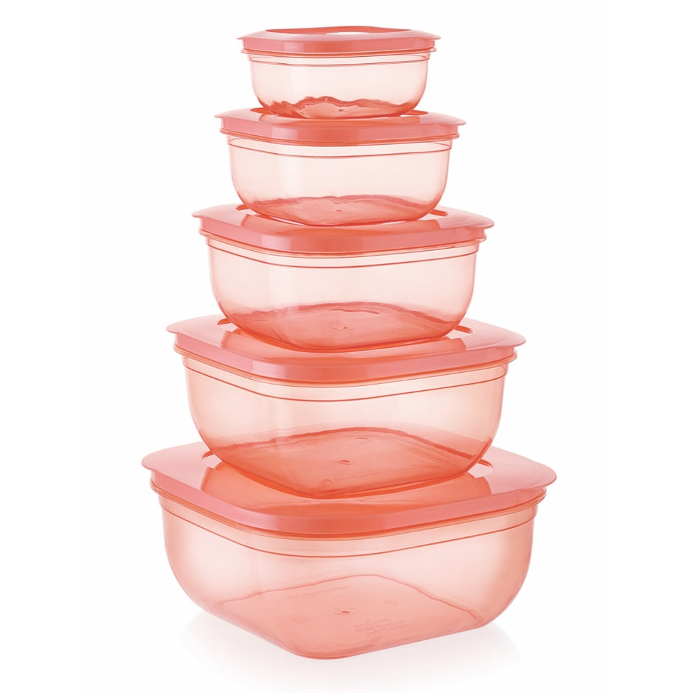 Mastercook Malta Square Storage Container - Peach (5 Pieces) - 1 U