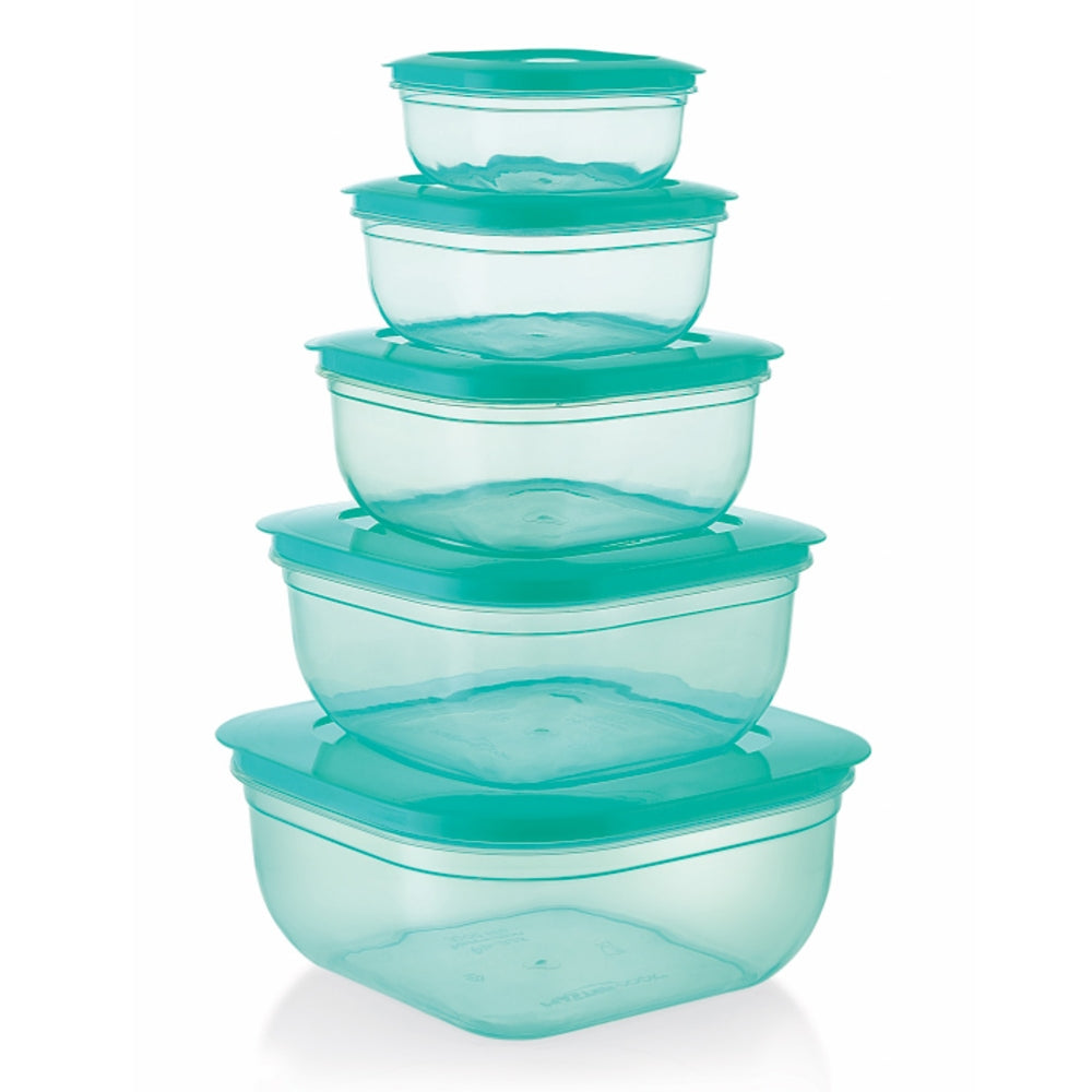 Mastercook Malta Square Storage Container - Sea Green (5 Pieces) - 1 U