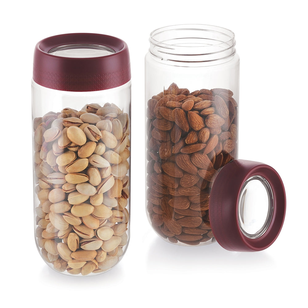 Mastercook Monza Storage Jar - Maroon (2 Pieces) - 1 U