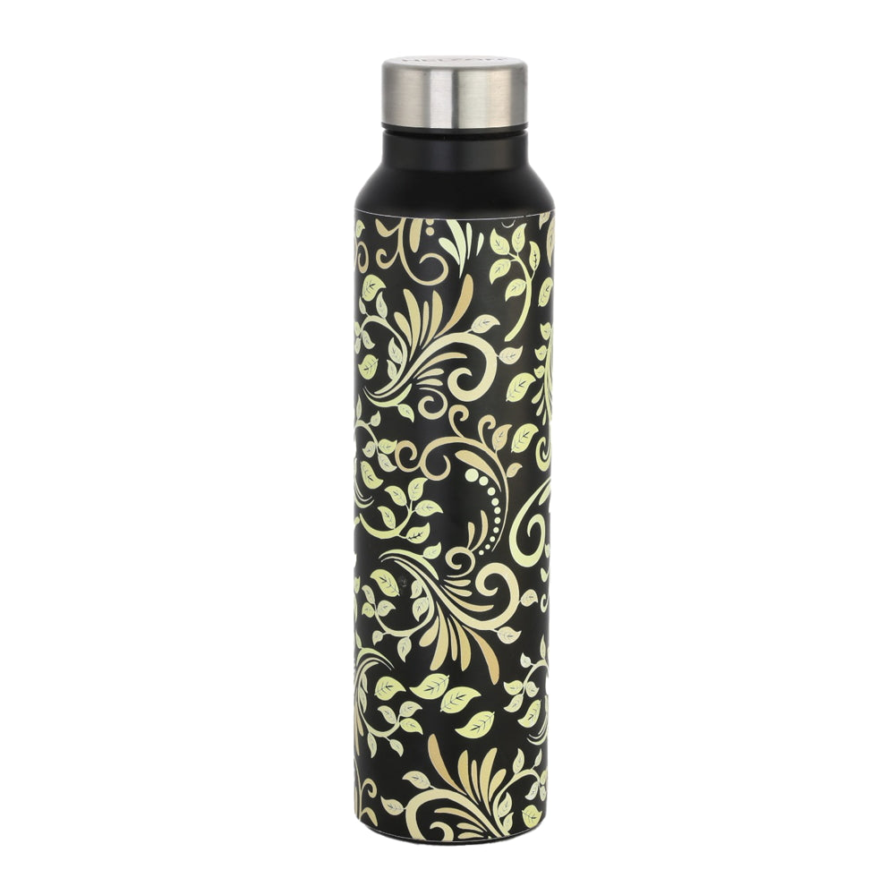 Nelcon Stainless Steel UV Printed & 3D Golden Leaf Water Bottle - 1 L