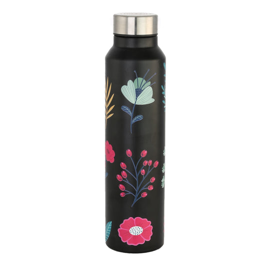 Nelcon Stainless Steel UV Printed & 3DFlowers & Leaf Water Bottle - 1 L