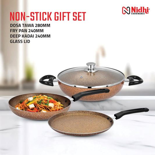Nidhi Omega Non Stick Set (Golden) - Set Of 4 - 1 U