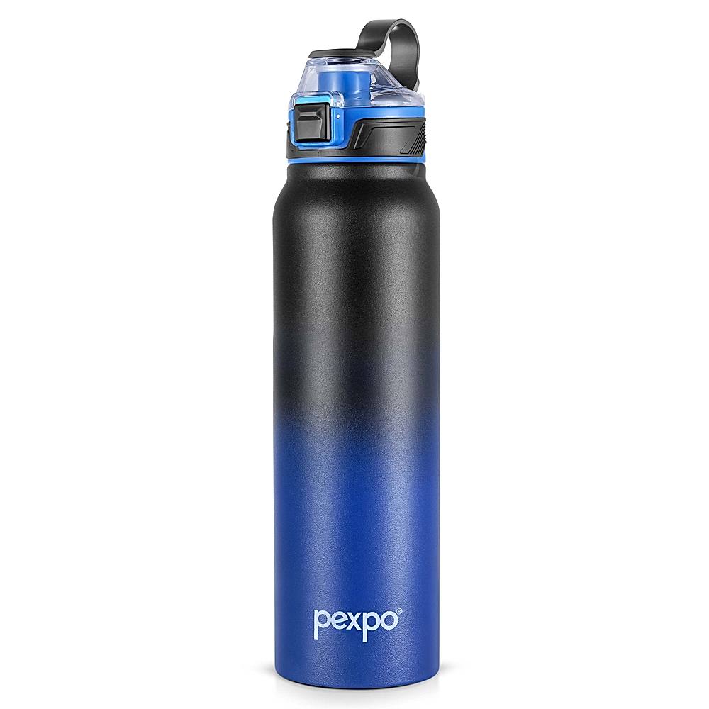 Pexpo Amaze Stainless Steel Insulated Hot & Cold Bottle (Black & Blue) 940 ml - 1 Unit