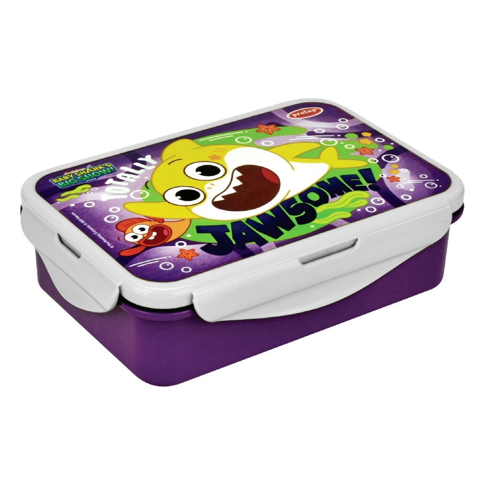 Pratap Baby Shark Lunch Box (White & Purple) - 650 ml - 1 U