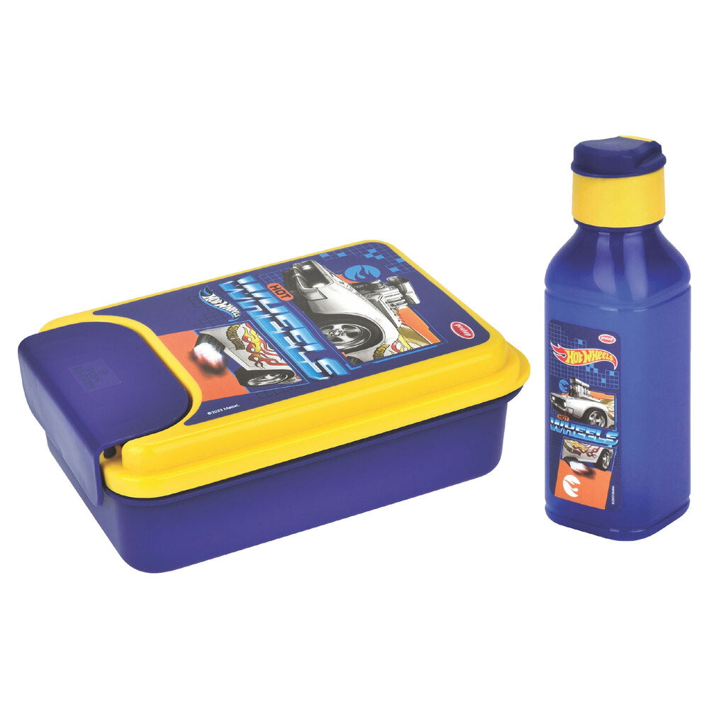 Pratap Hot Wheels Lunch Box Gift Set (Purple & Yellow) - Set Of 2 - 1 U