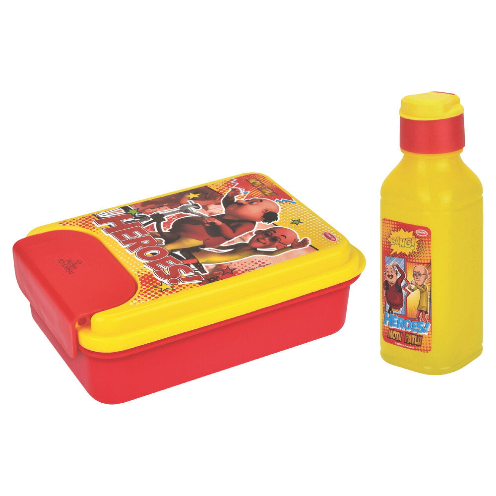 Pratap Motu Patlu Lunch Box Gift Set (Red & Yellow) D1 - Set Of 2 - 1 U