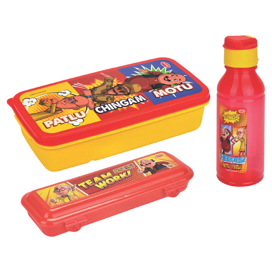 Pratap Motu Patlu School Gift Set (Yellow & Red) - Set Of 3 - 1 U