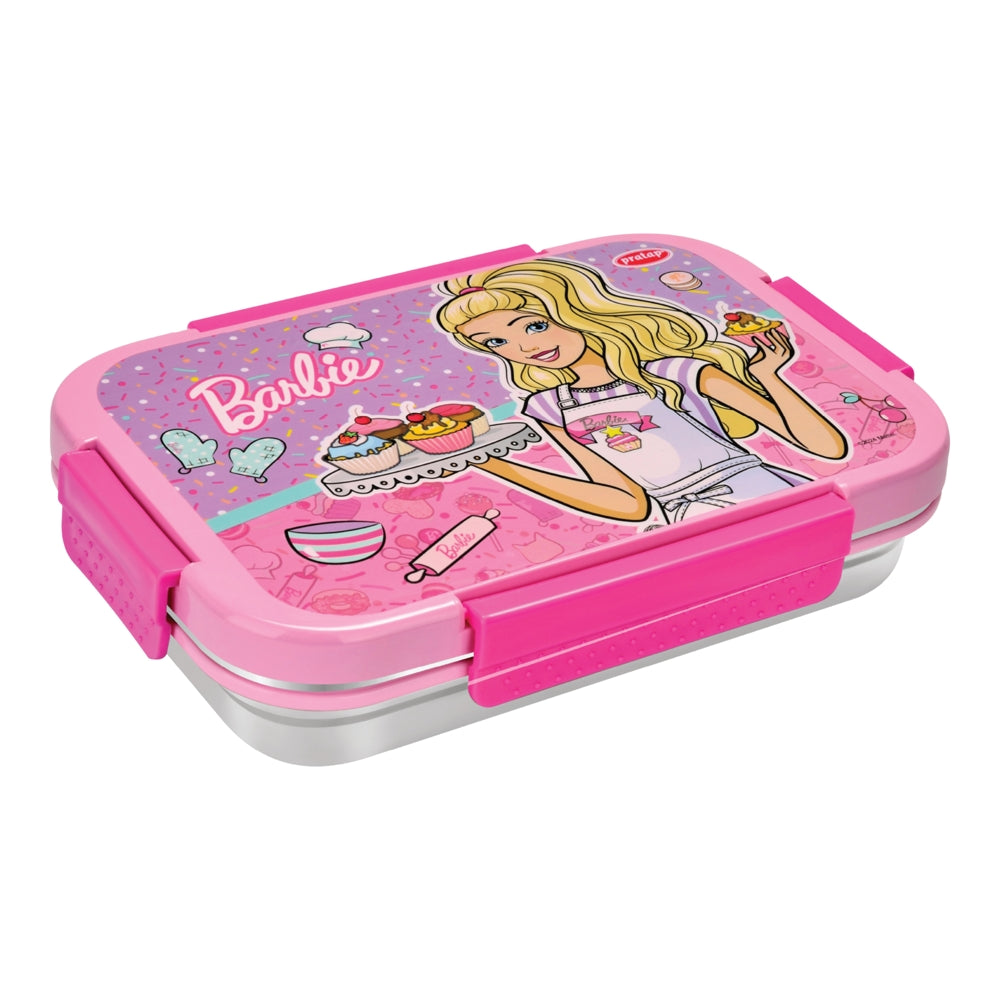 Pratap Stainless Steel Barbie Lunch Box (Pink) 720 ml - 1 Unit