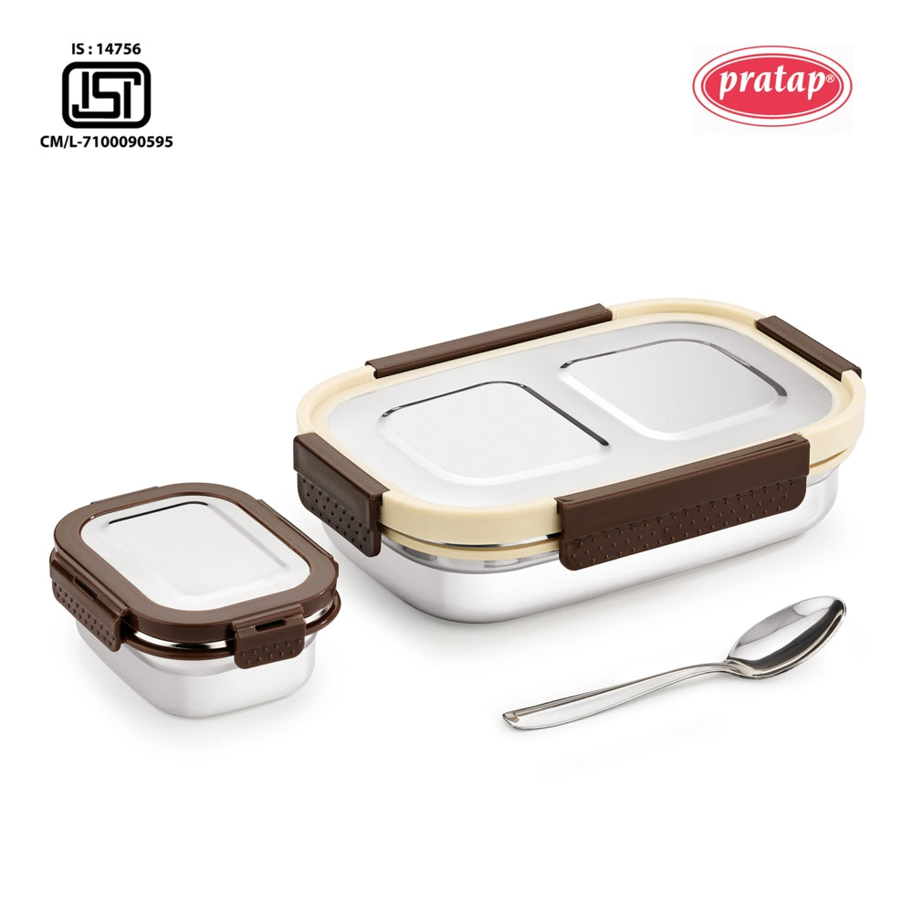 Pratap Stainless Steel Lunch Box (780 ml) Brown - 1 Unit