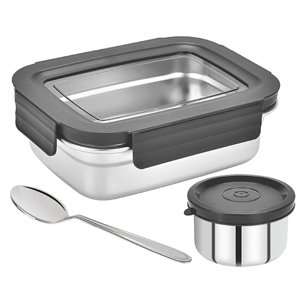 Pratap Stainless Steel Lunch Box (Grey) - 1 U