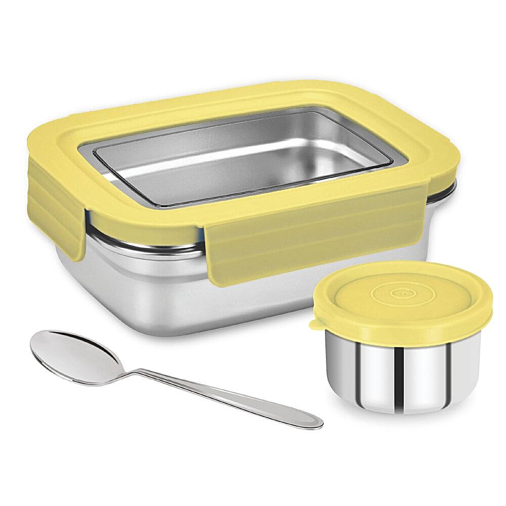 Pratap Stainless Steel Lunch Box (Yellow) - 1 U