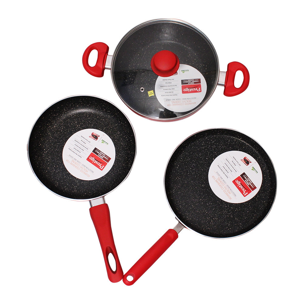 Prestige Omega Cherry Non-Stick Cookware Set - 4 Pieces - 4 U
